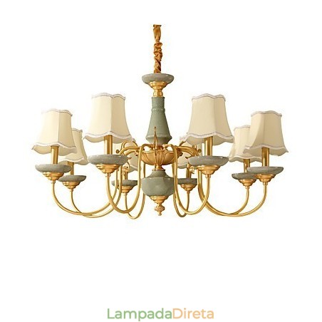 Lustre todo em cobre Lustre decorativo em jade KP8 Lustre todo em cobre Lustre decorativo em jade KP8