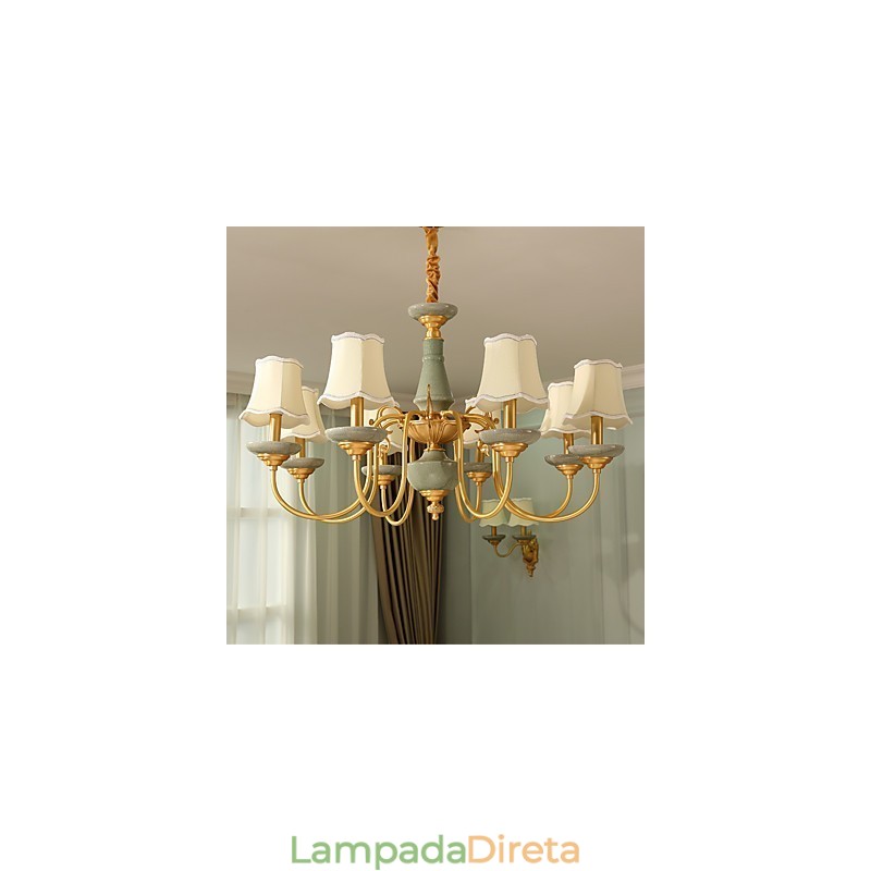 Lustre todo em cobre Lustre decorativo em jade KP8