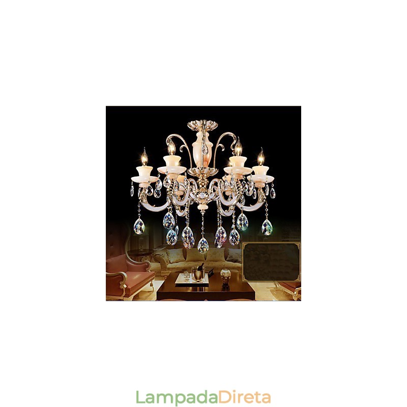 Luminária pendente de cristal jade de alta qualidade europeia Luminária pendente de liga de zinco com atmosfera Luminária pendente de cristal de vela