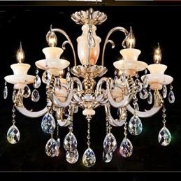 Luminária pendente de cristal jade de alta qualidade europeia Luminária pendente de liga de zinco com atmosfera Luminária pendente de cristal de vela