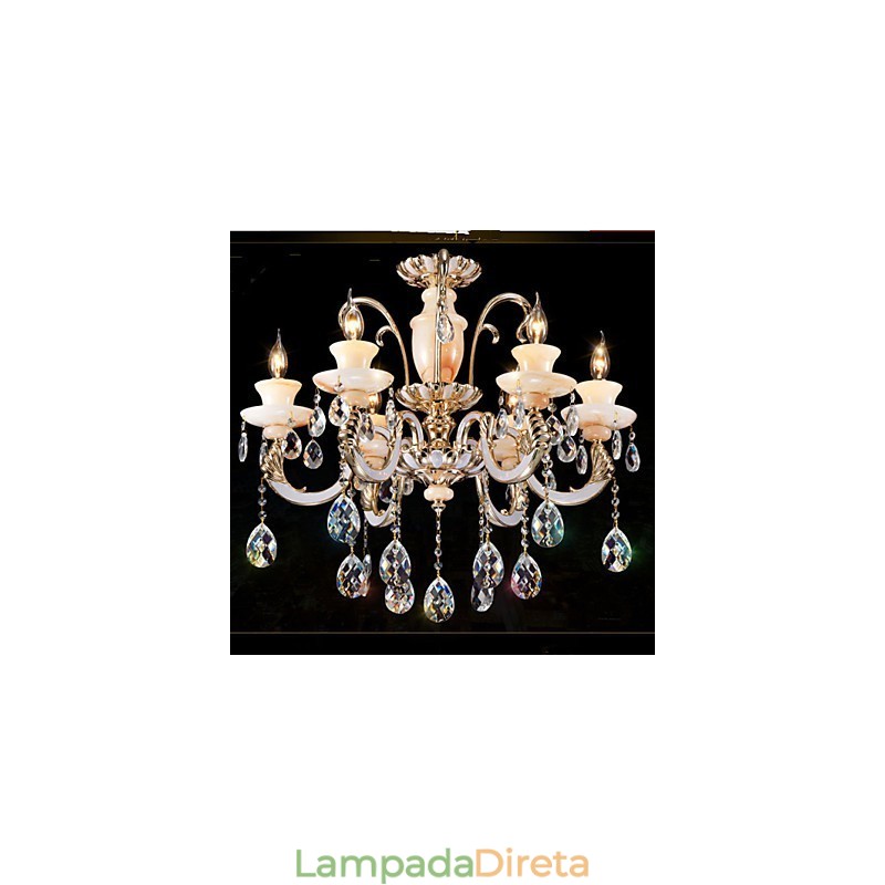 Luminária pendente de cristal jade de alta qualidade europeia Luminária pendente de liga de zinco com atmosfera Luminária pendente de cristal de vela