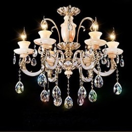 Luminária pendente de cristal jade de alta qualidade europeia Luminária pendente de liga de zinco com atmosfera Luminária pendente de cristal de vela
