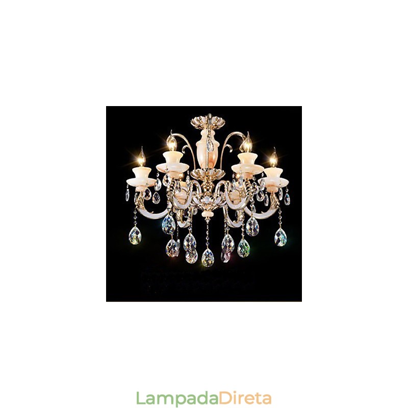 Luminária pendente de cristal jade de alta qualidade europeia Luminária pendente de liga de zinco com atmosfera Luminária pendente de cristal de vela