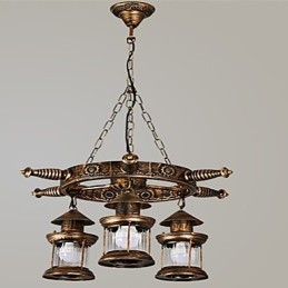 Lustre de metal rústico estilo chalé vintage retrô country globo pintura característica para designers de estilo mini