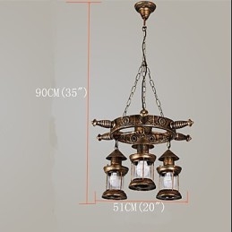 Lustre de metal rústico estilo chalé vintage retrô country globo pintura característica para designers de estilo mini