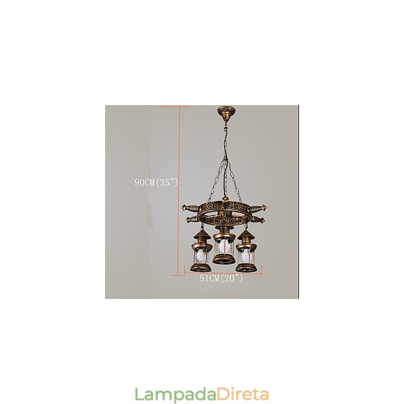 Lustre de metal rústico estilo chalé vintage retrô country globo pintura característica para designers de estilo mini