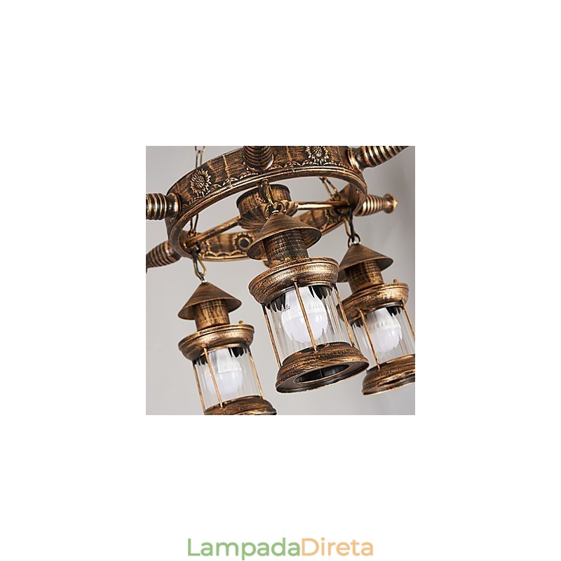 Lustre de metal rústico estilo chalé vintage retrô country globo pintura característica para designers de estilo mini
