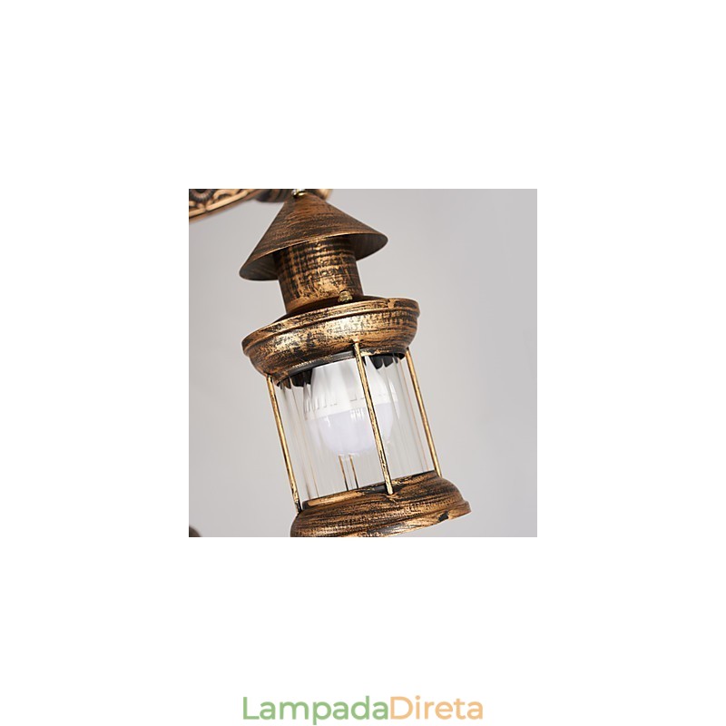Lustre de metal rústico estilo chalé vintage retrô country globo pintura característica para designers de estilo mini