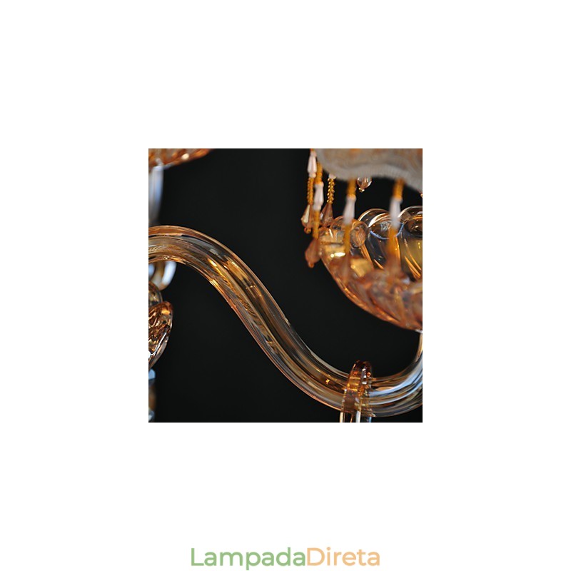 Lustre Cristal Retro Vidro 4 Luzes