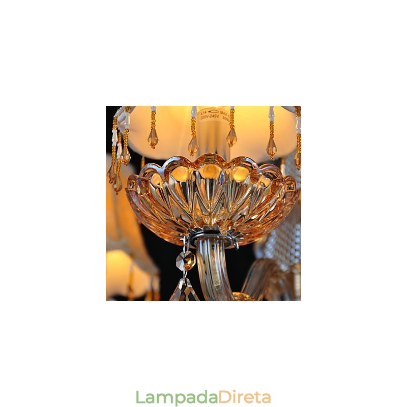Lustre Cristal Retro Vidro 4 Luzes