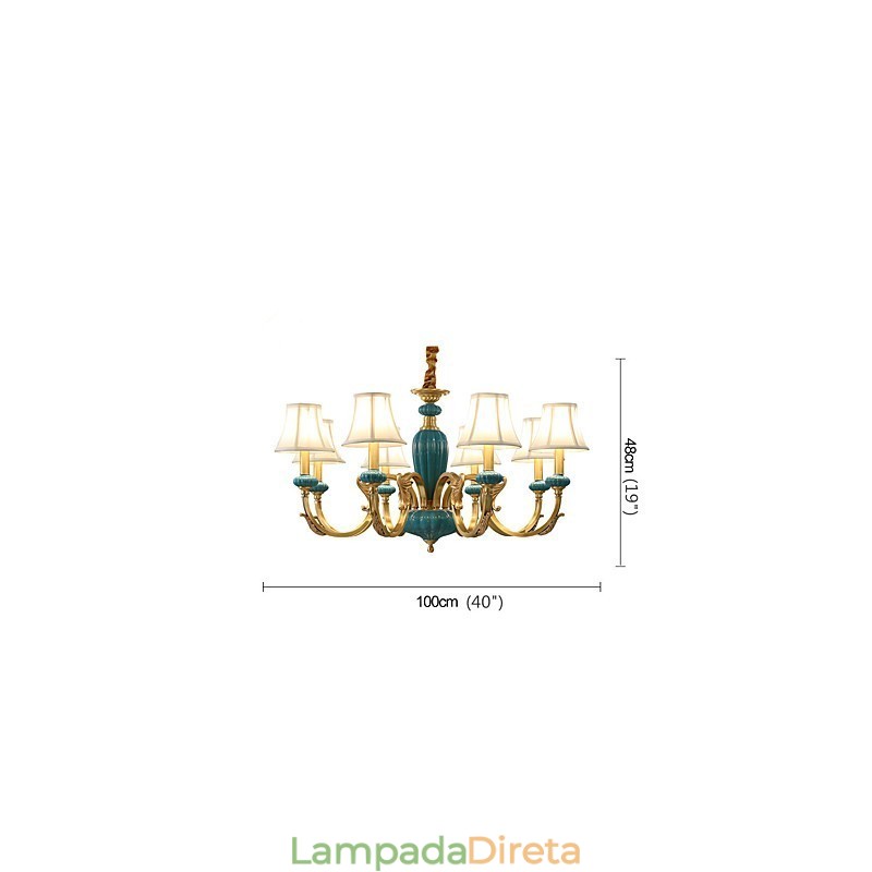Lustre todo em cobre Lustre decorativo em jade KP
