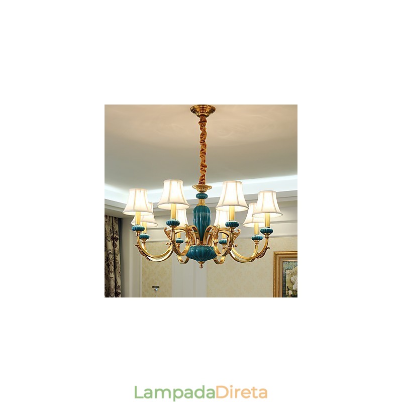 Lustre todo em cobre Lustre decorativo em jade KP