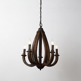 Pintura Vintage Recurso Mini Estilo Madeira Bambu Lustre Lâmpada Decorar Luminária Pendente