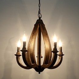 Pintura Vintage Recurso Mini Estilo Madeira Bambu Lustre Lâmpada Decorar Luminária Pendente