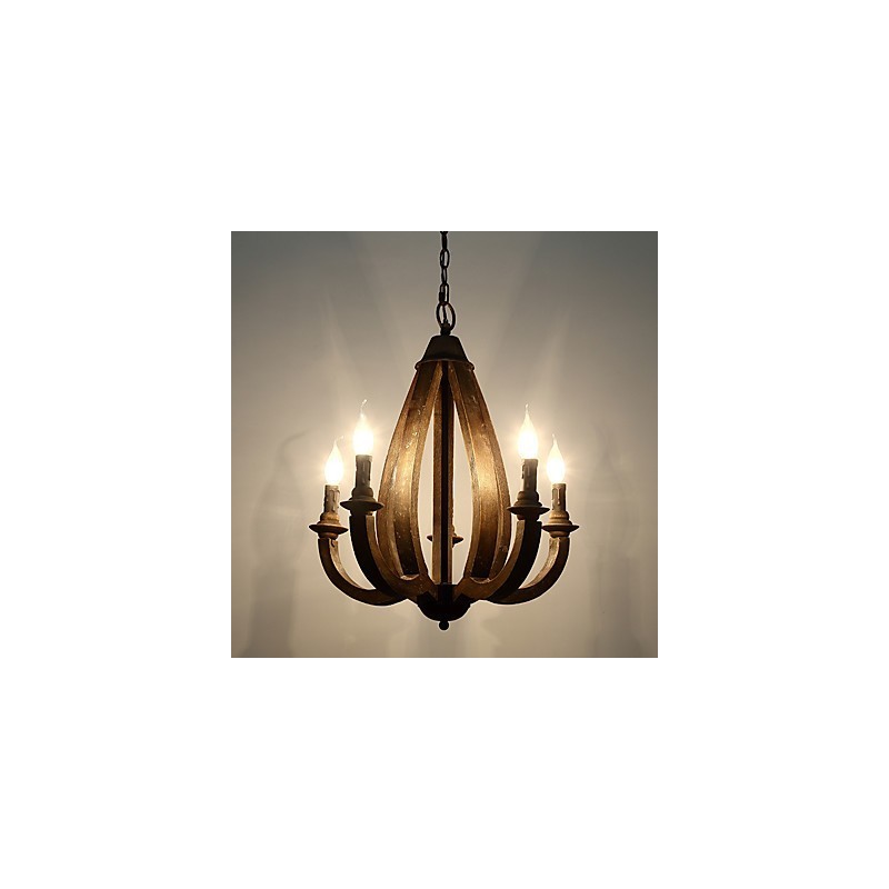 Pintura Vintage Recurso Mini Estilo Madeira Bambu Lustre Lâmpada Decorar Luminária Pendente