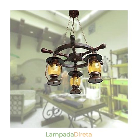 Lustre de bambu de madeira com pintura retrô Lustre de bambu de madeira com pintura retrô