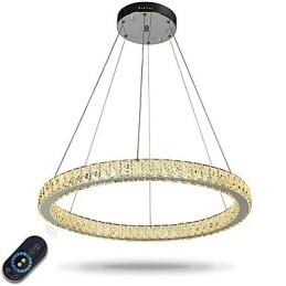 Luminária pendente de teto com anel regulável, lustre moderno, iluminação interna, lâmpada com controle remoto