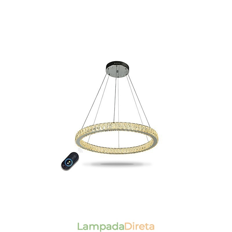 Luminária pendente de teto com anel regulável, lustre moderno, iluminação interna, lâmpada com controle remoto