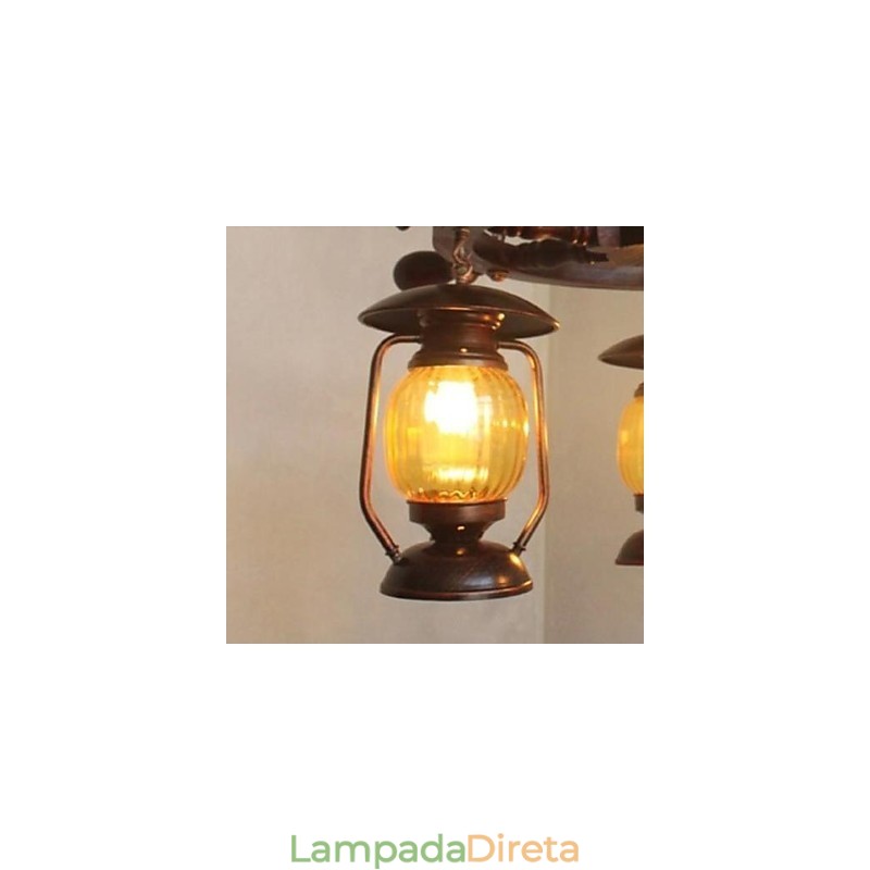 Lustre de bambu de madeira com pintura retrô