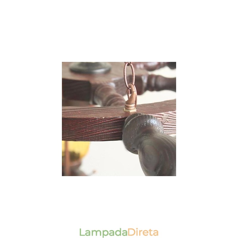 Lustre de bambu de madeira com pintura retrô