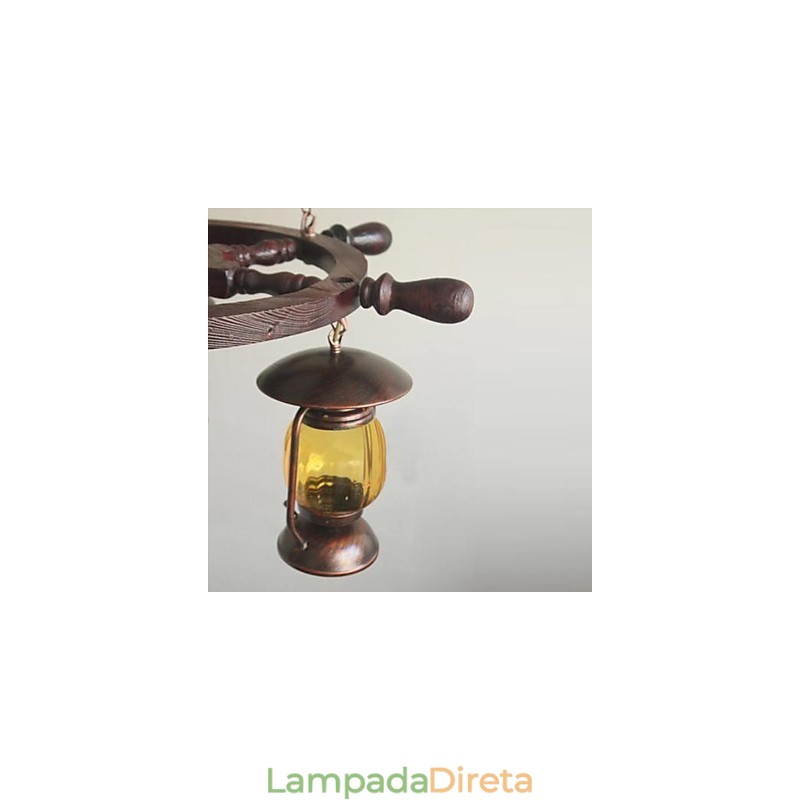 Lustre de bambu de madeira com pintura retrô