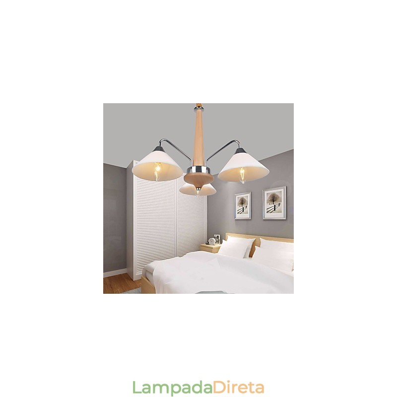 Lustre moderno contemporâneo galvanizado para lustre de bambu e madeira