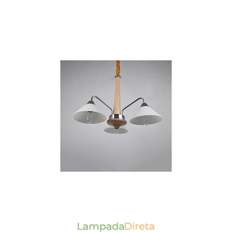 Lustre moderno contemporâneo galvanizado para lustre de bambu e madeira