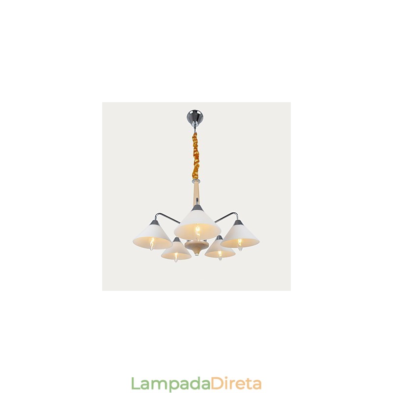 Lustre moderno contemporâneo de 5 luzes para