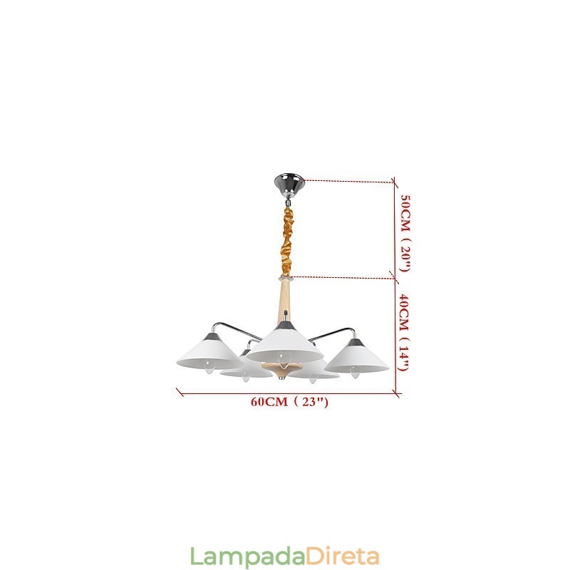 Lustre moderno contemporâneo de 5 luzes para