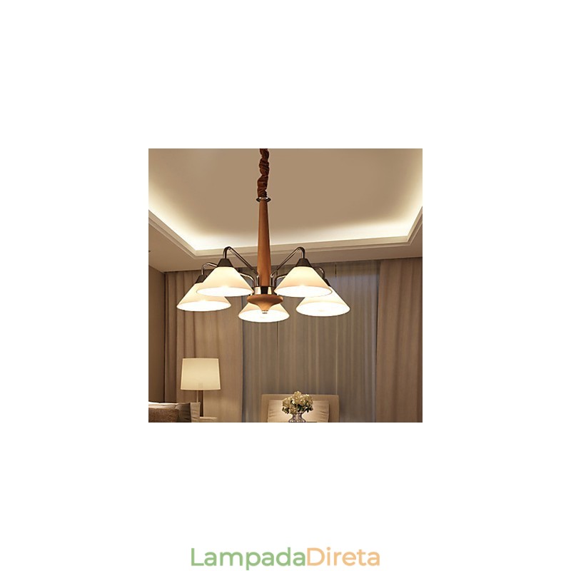 Lustre moderno contemporâneo de 5 luzes para