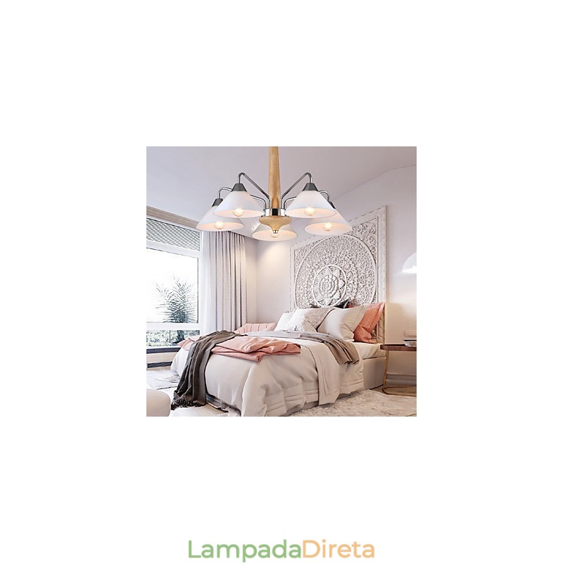 Lustre moderno contemporâneo de 5 luzes para