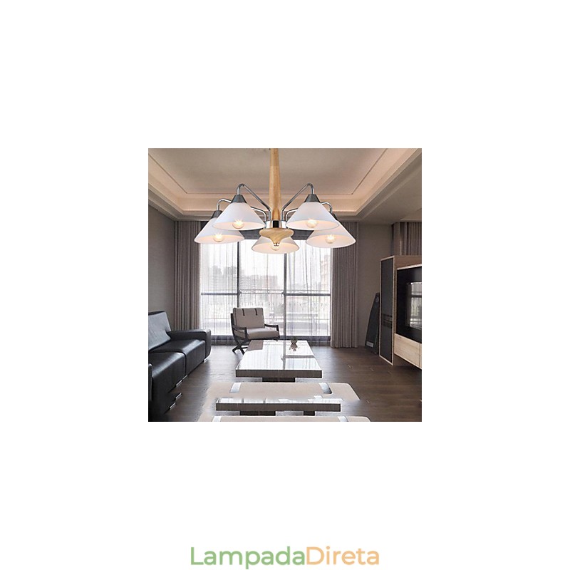 Lustre moderno contemporâneo de 5 luzes para