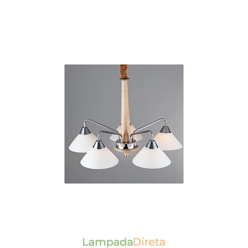 Lustre moderno contemporâneo de 5 luzes para
