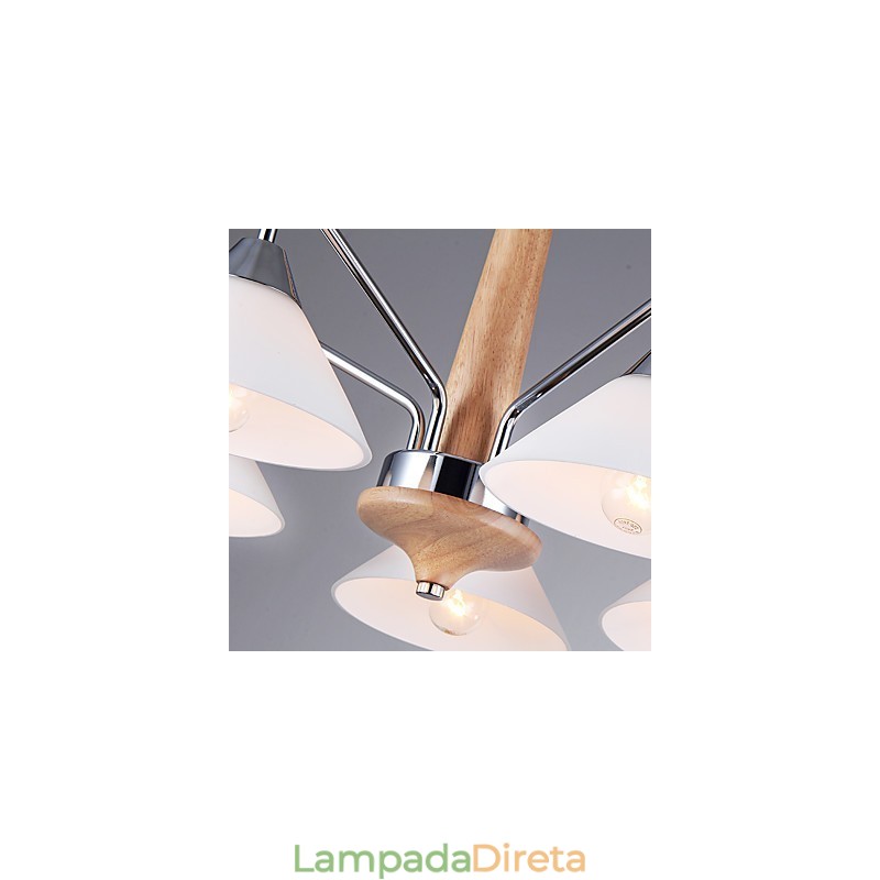 Lustre moderno contemporâneo de 5 luzes para