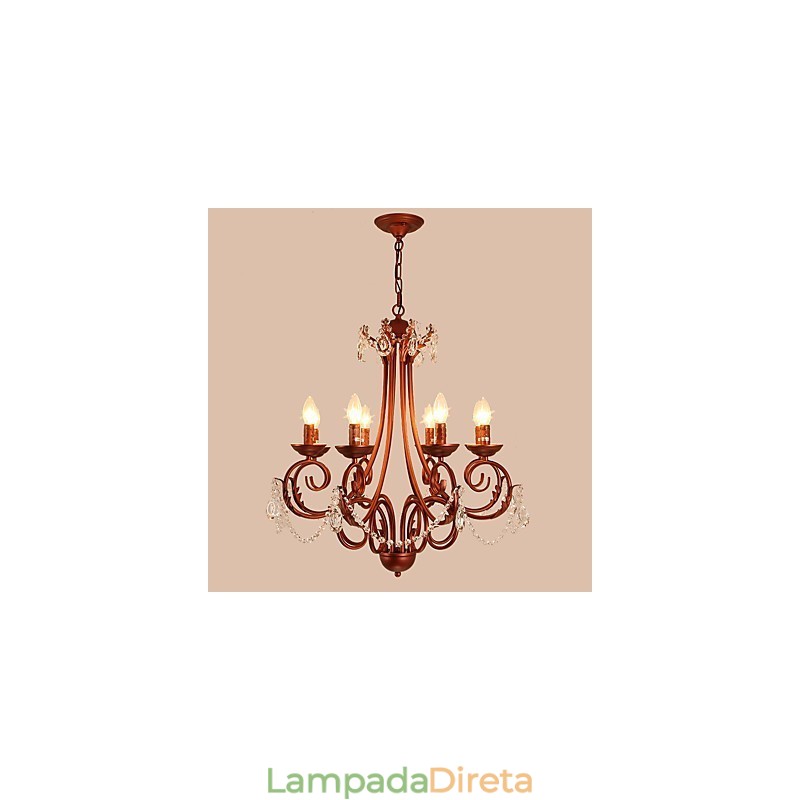 8 Luzes Lustre Moderno Contemporâneo Tradicional Lodge Vintage Retro Country Pintura Recurso para Cristal Metal