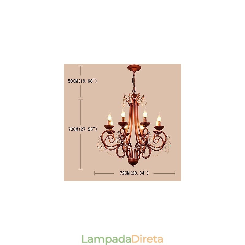 8 Luzes Lustre Moderno Contemporâneo Tradicional Lodge Vintage Retro Country Pintura Recurso para Cristal Metal