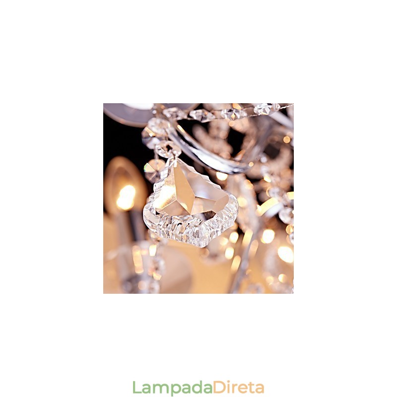 Lustre de metal moderno contemporâneo tradicional clássico country cromado com recurso para designers de estilo mini cristal