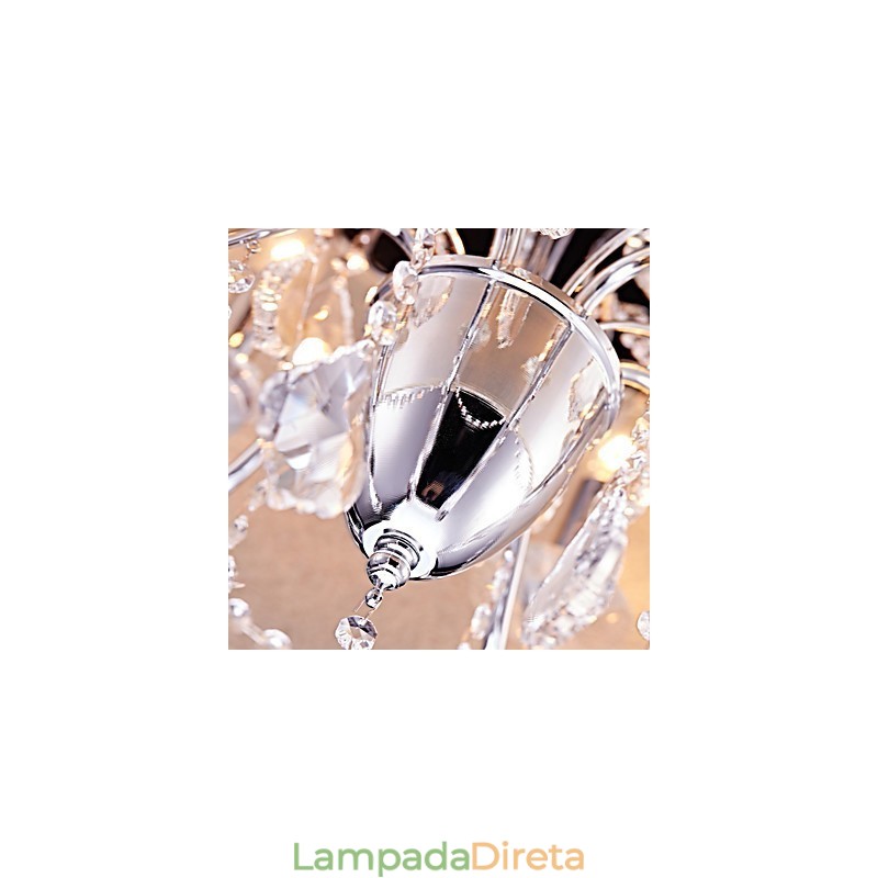 Lustre de metal moderno contemporâneo tradicional clássico country cromado com recurso para designers de estilo mini cristal