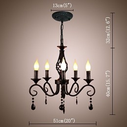 Lustre de cristal tradicional iluminação interior 5 velas simples lustre