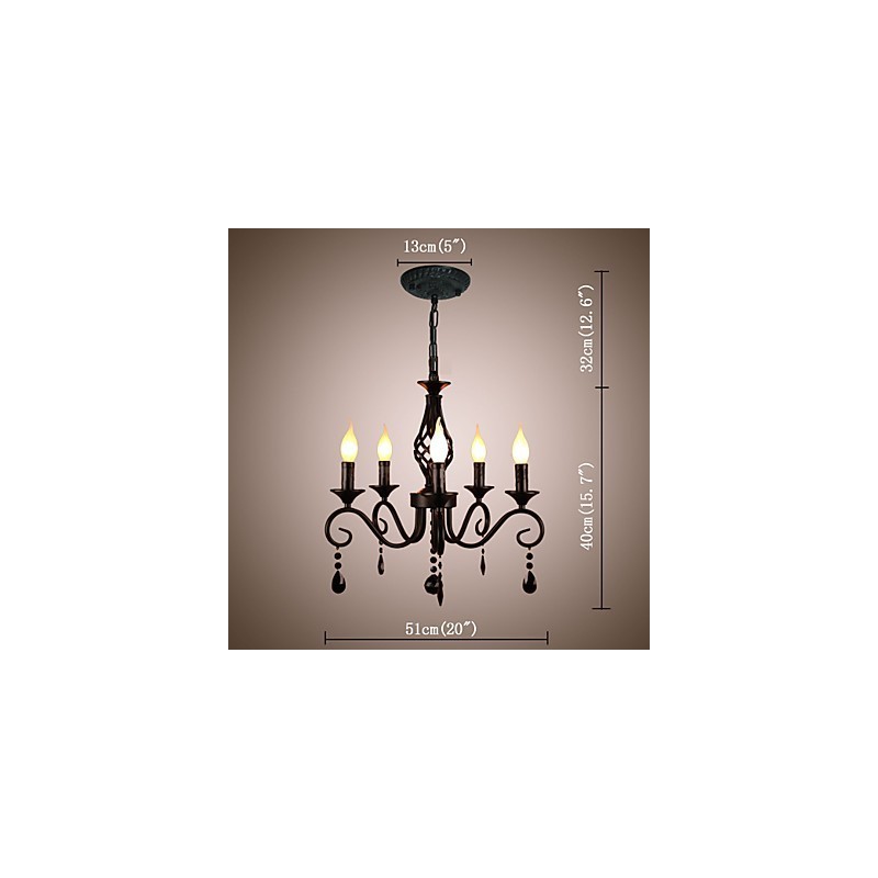 Lustre de cristal tradicional iluminação interior 5 velas simples lustre
