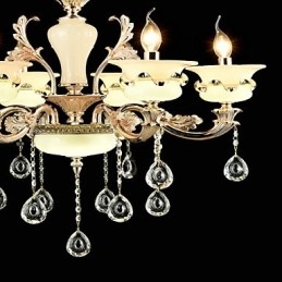 Recurso de liga de zinco clássico tradicional para lustre de metal estilo mini cristal com 6 lâmpadas