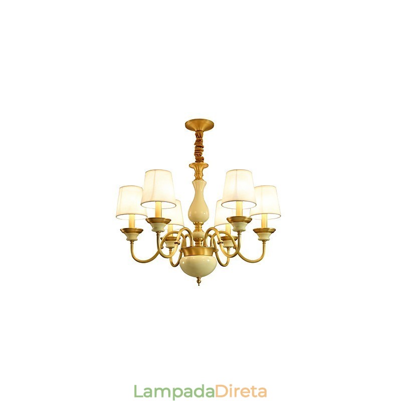 Lustre todo em cobre Lustre decorativo em jade D