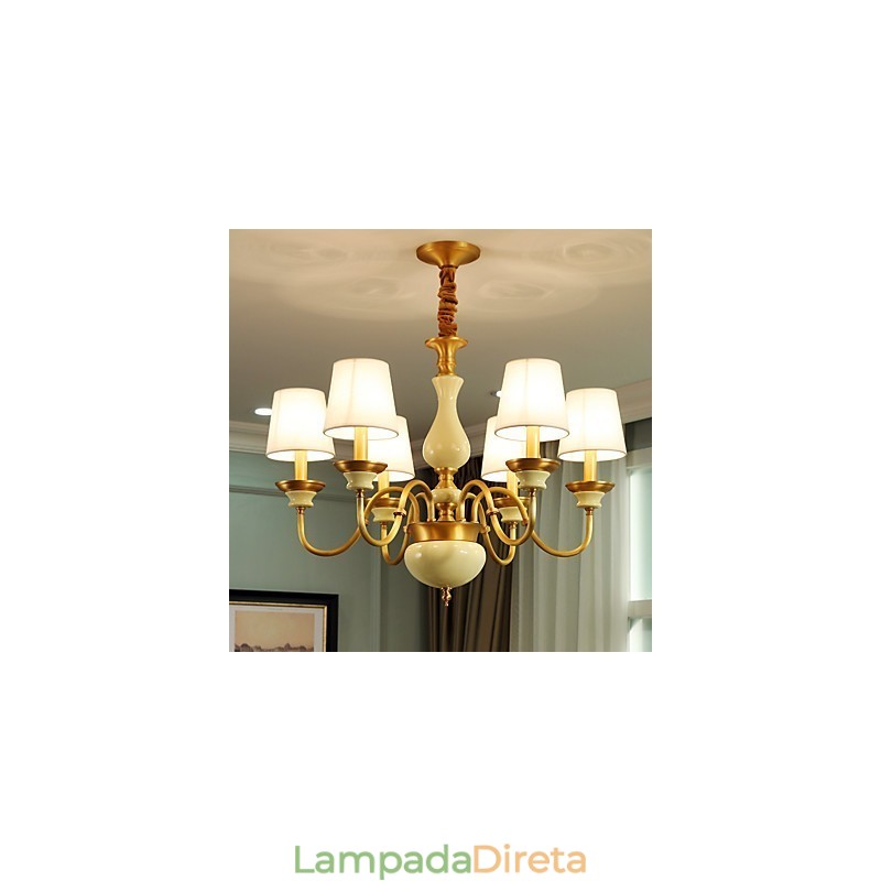 Lustre todo em cobre Lustre decorativo em jade D
