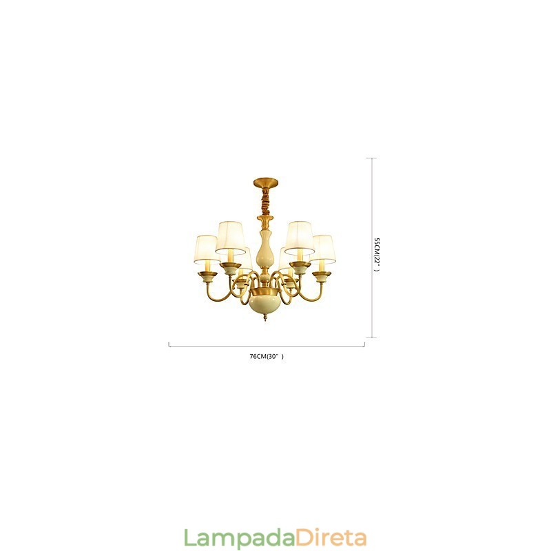 Lustre todo em cobre Lustre decorativo em jade D