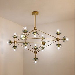 Quinze postes de luz estilo europeu moderno Modo luminária pendente de vidro e metal para decorar o foyer luminária lustre industrial