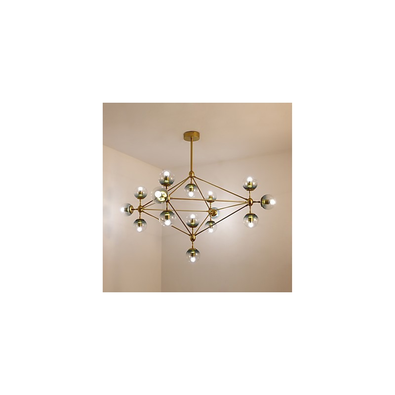 Quinze postes de luz estilo europeu moderno Modo luminária pendente de vidro e metal para decorar o foyer luminária lustre industrial