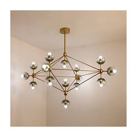 Quinze postes de luz estilo europeu moderno Modo luminária pendente de vidro e metal para decorar o foyer luminária lustre industrial Quinze postes de luz estilo europeu moderno Modo luminária pendente de vidro e metal para decorar o foyer luminária lustre industrial