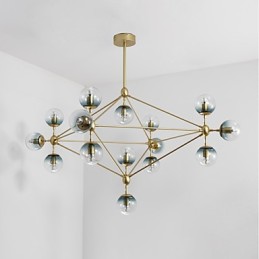 Quinze postes de luz estilo europeu moderno Modo luminária pendente de vidro e metal para decorar o foyer luminária lustre industrial