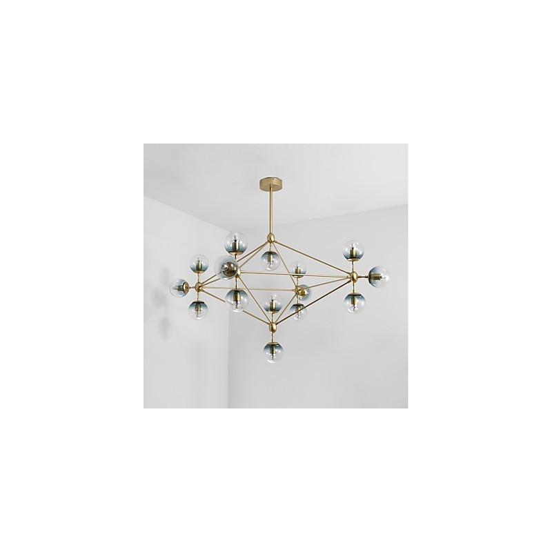 Quinze postes de luz estilo europeu moderno Modo luminária pendente de vidro e metal para decorar o foyer luminária lustre industrial