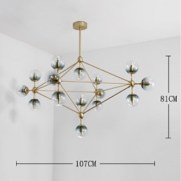 Quinze postes de luz estilo europeu moderno Modo luminária pendente de vidro e metal para decorar o foyer luminária lustre industrial